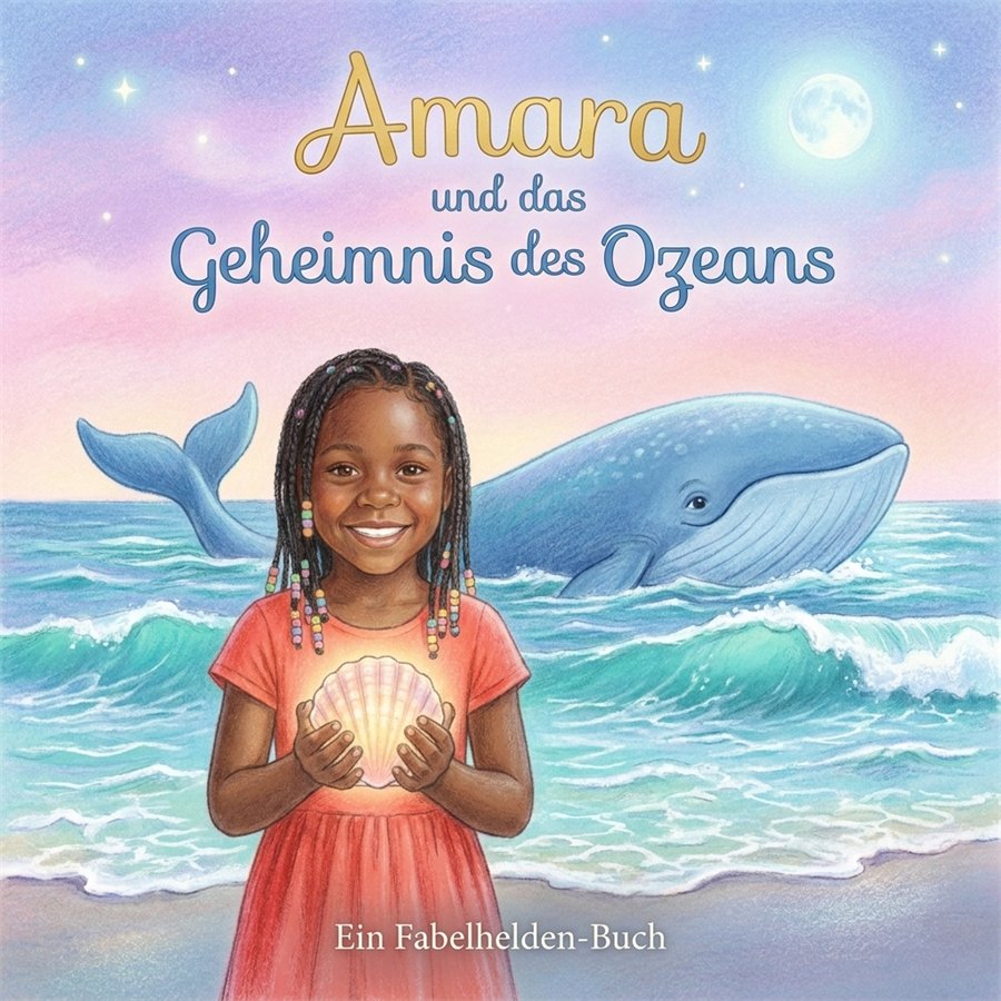 Buchcover: Amara und das Geheimnis des Ozeans, Pastell-Stil