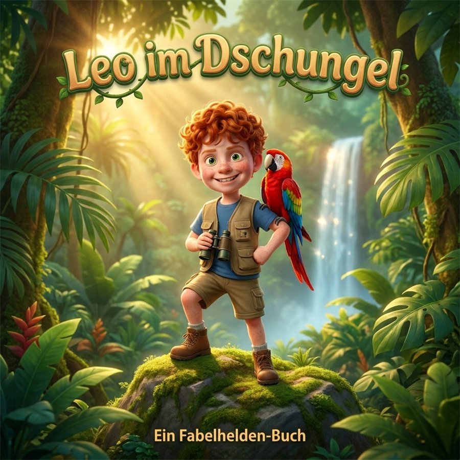 Buchcover: Leo im Dschungel, 3D-Animationsfilm-Stil