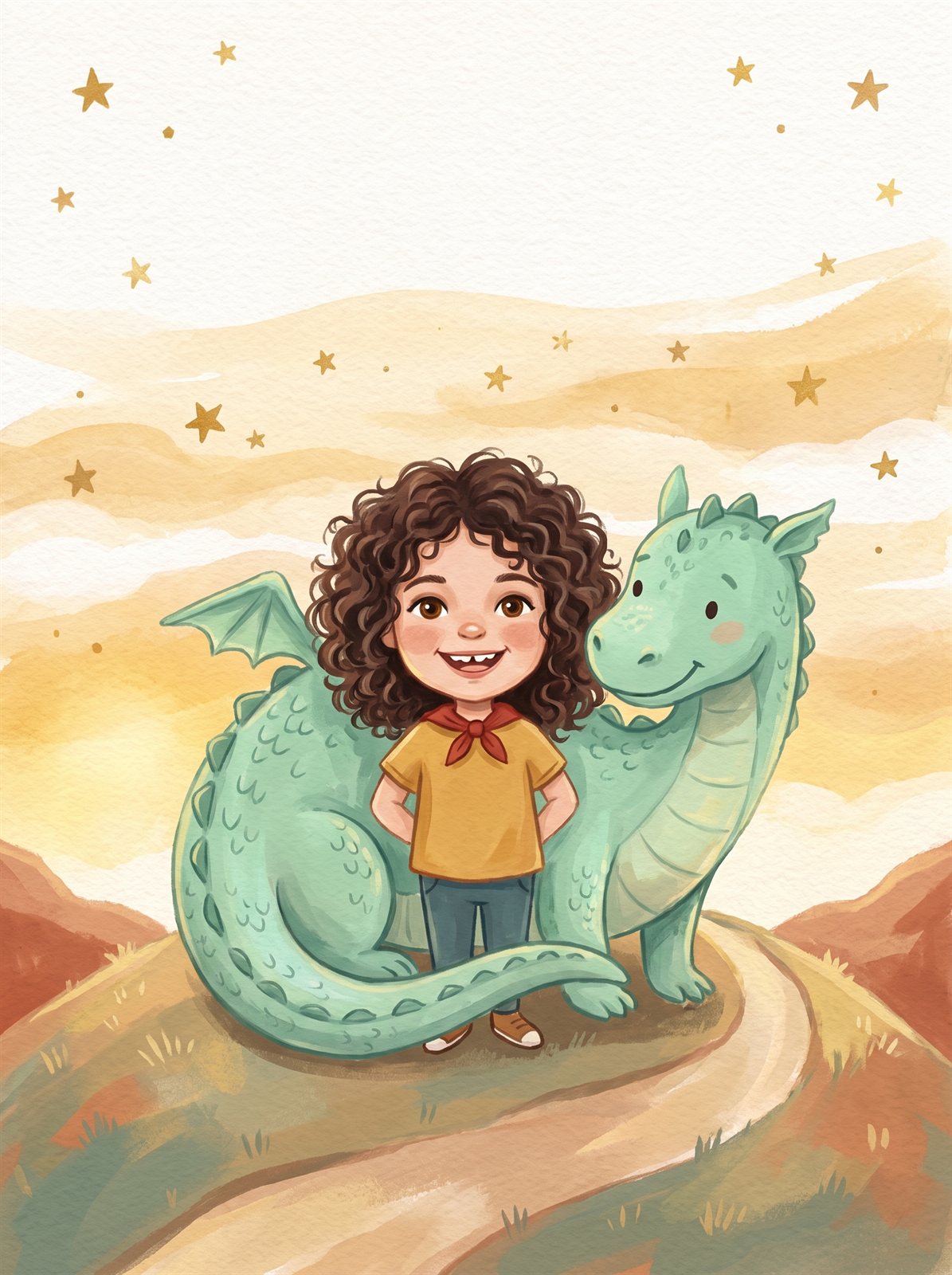 Buchcover: Mia und der Sternendrache, Aquarell-Stil